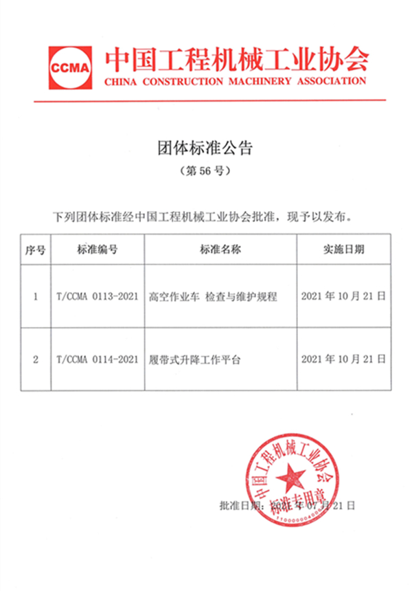 团体标准公告（第56号）：中国工程机械工业协会装修与高空作业机械分会组织制定的两项团体标准_副本.jpg