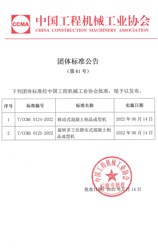 团体标准公告（第61号）：中国工程机械工业协会工程建材制品机械分会组织制定的两项团体标准.jpg