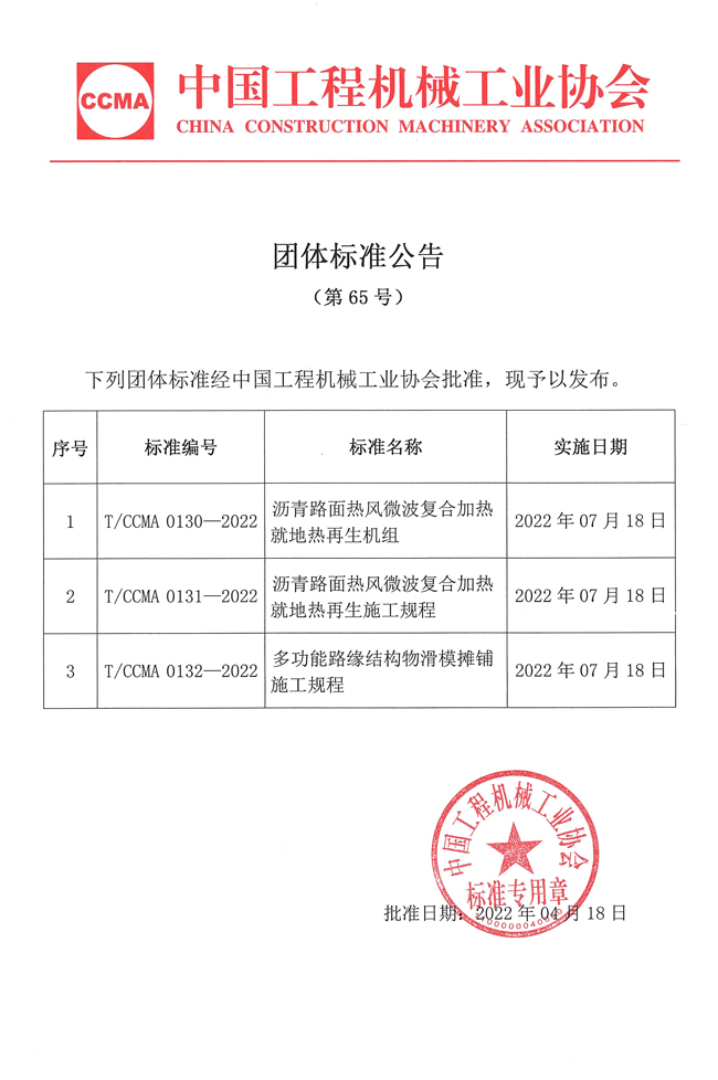 团体标准公告（第65号）：中国工程机械工业协会筑养路机械分会组织制定的三项团体标准.jpg